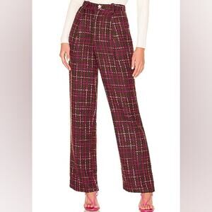 Majorelle Brown Pink Tweed Pants Gold and Pearl Button Xsmall NWT